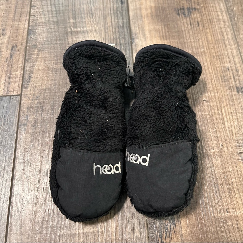 Head Kids Toddlers Mittens Size XXS Black Faux Fur